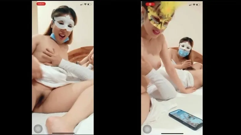 Hai em livestream trả bài tập thể